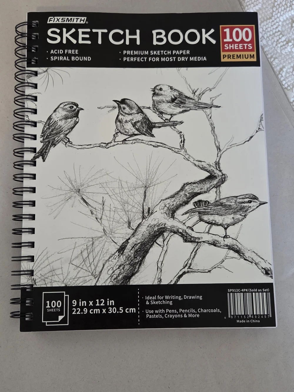 SMITH Black Sketch Book - 100 Sheets, Spiral Bound